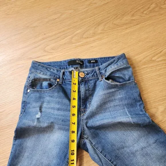 1822 Denim Jeans Womens 6 Taylor Skinny Stretch Cuffed Cropped Hippie Blue 28x24 - Picture 6 of 11